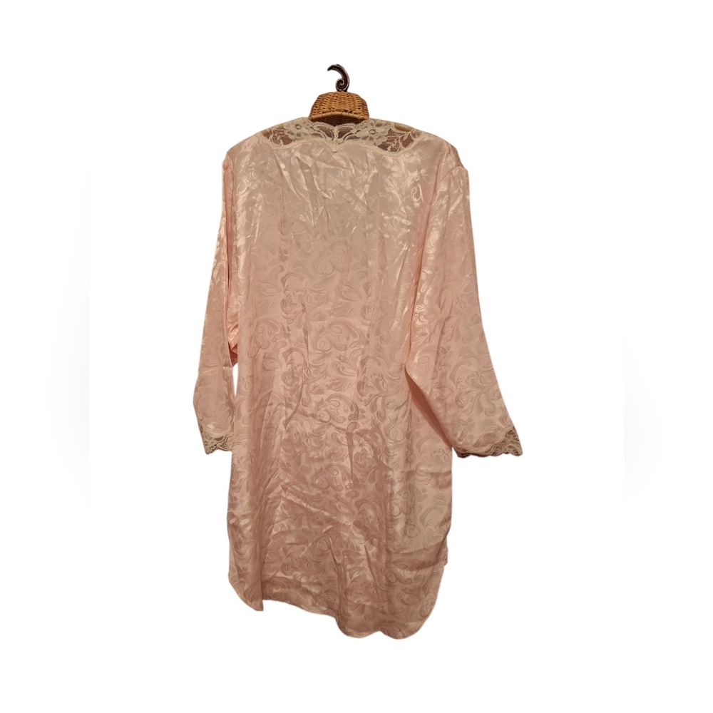Vintage Partners Mervyns Peachy Pink Lace Nightgown Ladies Medium 80's Swirls - Picture 3 of 4